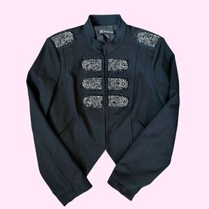 ICONIC HTF Crystal Embellished Cropped Military Band Jacket INC Size Large